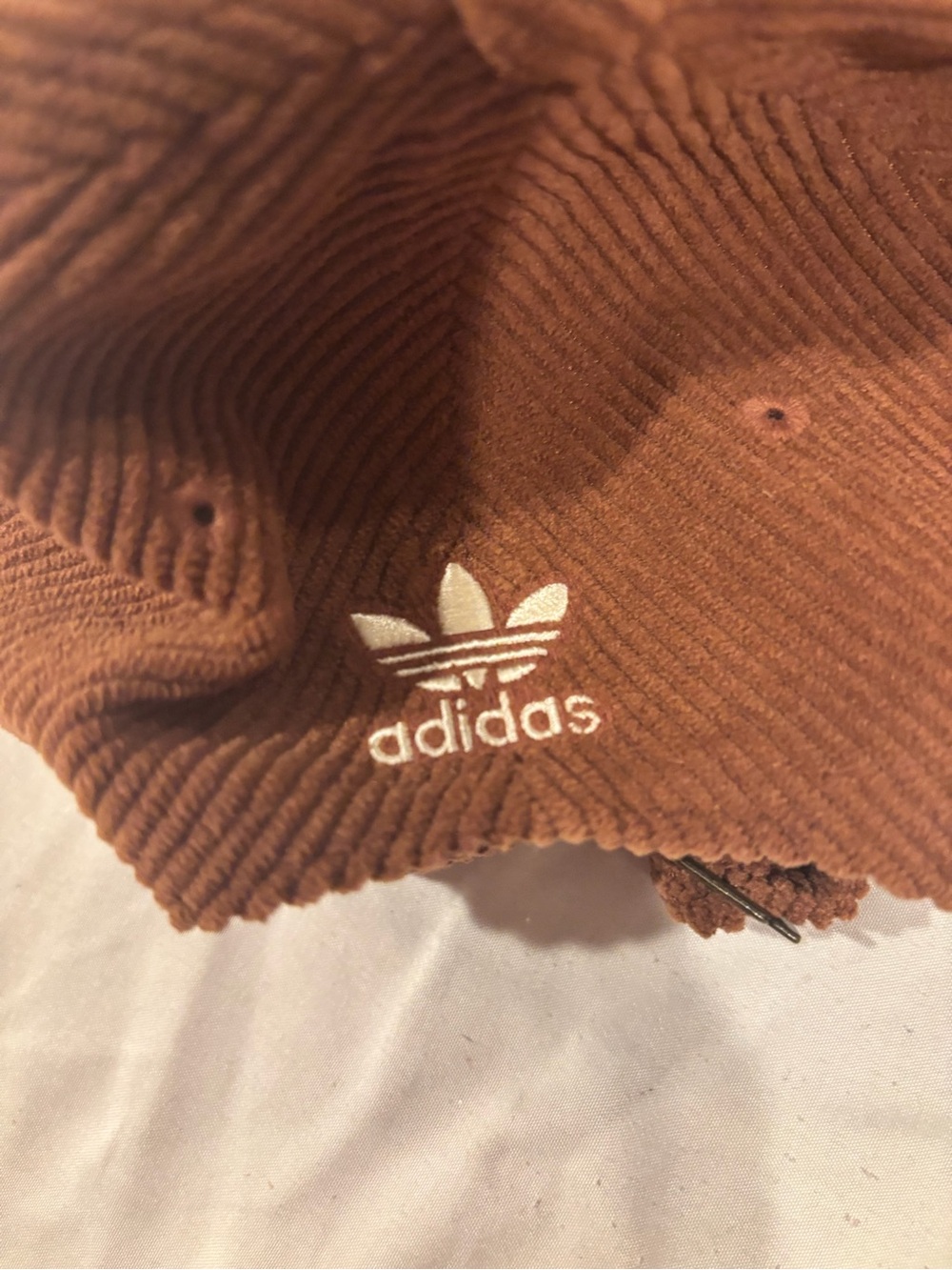adidas originals Brown Corduroy Six-Panel Baseball Cap Trefoil Patch dad hat BTC - Picture 5 of 6
